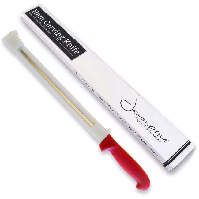 Ham Carving Knife with Anti-accident Protection 12-Inch | Flexible Stainless Steal Ham Slicing Knife